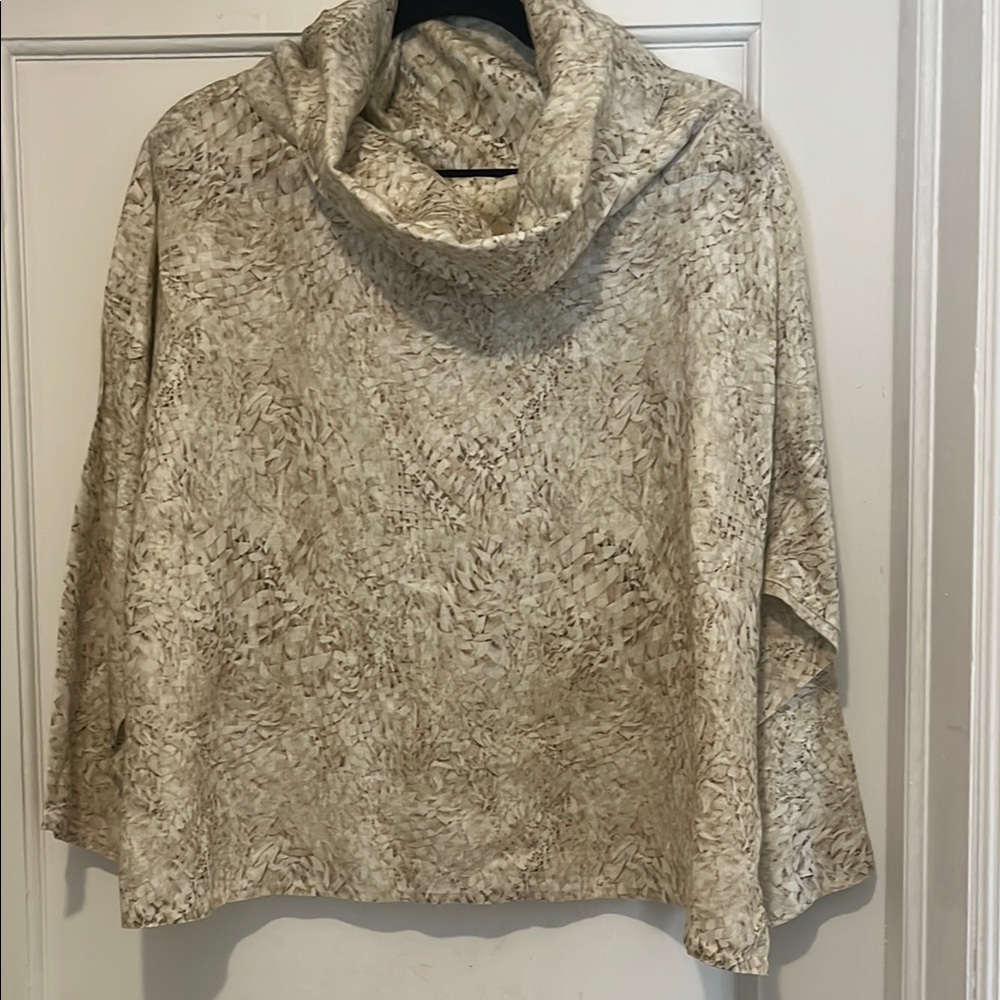 Jim Thompson Brown and Cream Cowl Neck Linen Top